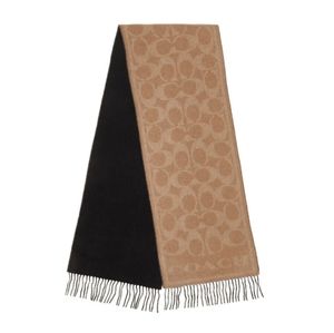 Coach black and smooth signature reversible cashmere scarf